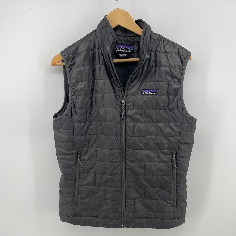 Patagonia Nano Puff Vest Mens Small Gray Primaloft Quilted Puffer Full Zip y2k